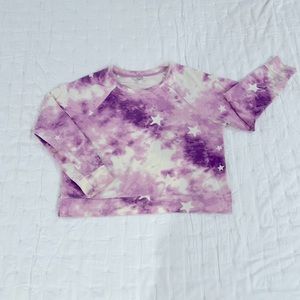 WILDFOX SZ L Sweatshirt LILAC Tie Dye & Stars
